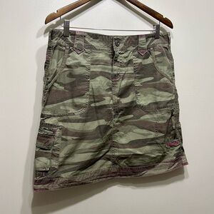 Cabelas Casual Y2K Camo Denim Short Mini Skirt Green Pink